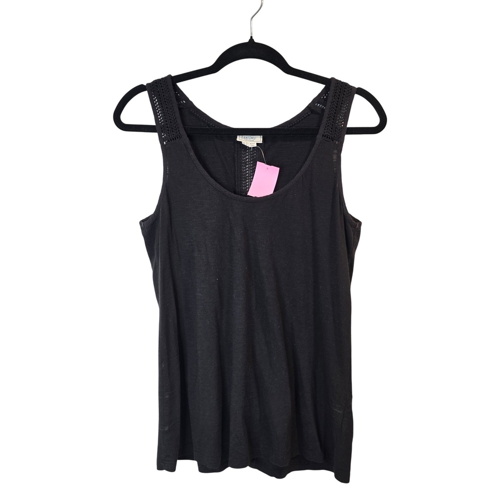 Fat Face Tank Top Womens Size 6 Black Crochet Lace Back Detail Sleeveless Scoop